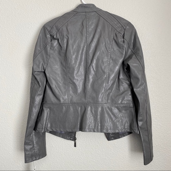 Grey Faux Leather Jacket- great condition - Picture 2 of 5